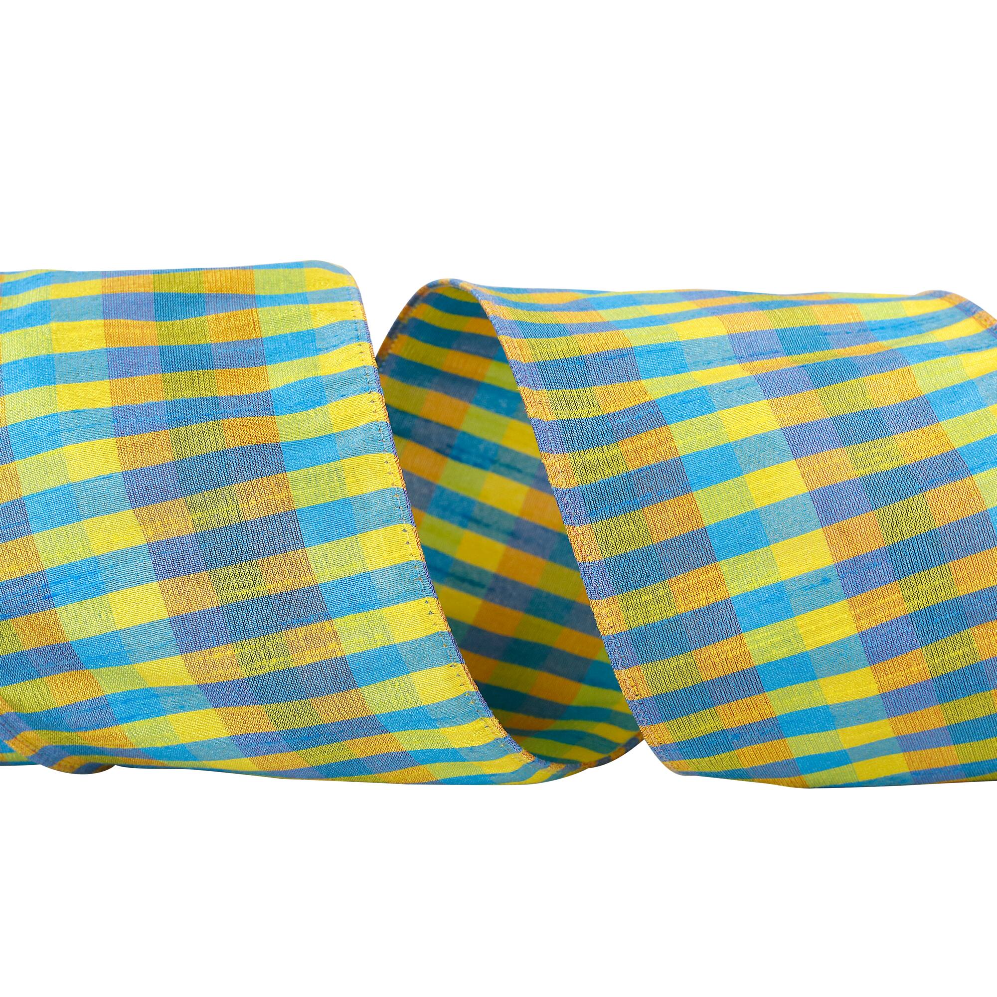 JAM Paper 4" x 10yd. Wired Plaid Dupioni Sally Ribbon